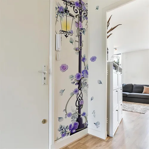 Vista 6 de Streetlight - Adhesivo de pared grande de 37.8 x 78.7 pulgadas, diseño floral de sacinora Streetlight, vinilo extraíble para sala de estar