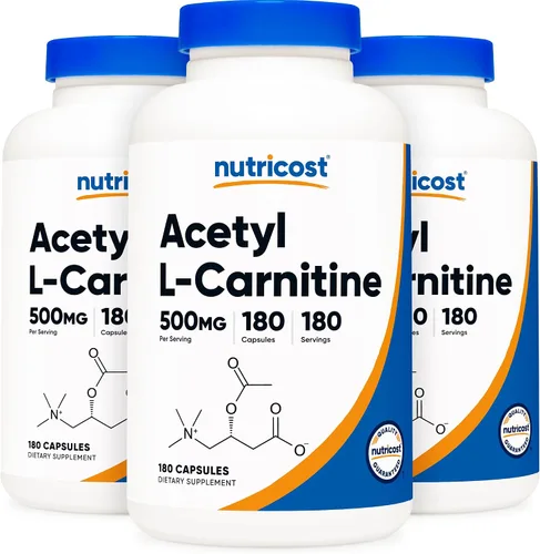 Vista 6 de Nutricost Acetil L-carnitina 500 mg, 180 cápsulas - Sin OMG y sin gluten (2 botellas)