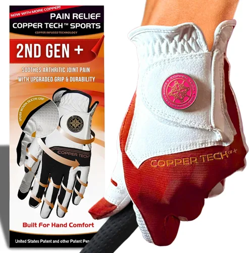 Vista 19 de Copper Tech Plus Ladies Golf Gloves Women (2nd Gen) Copper Compression Joint Support with Flexible & Comfortable Fit Tacky Silicone Pad