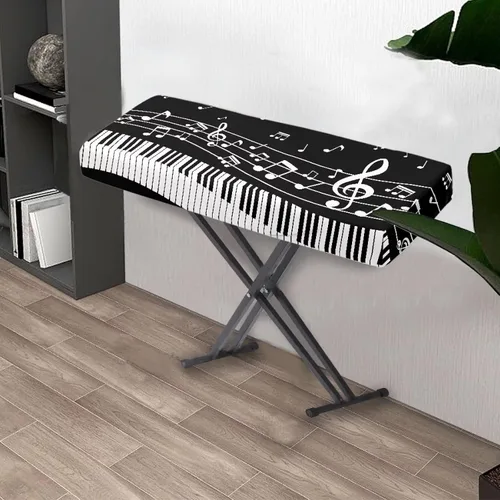 Vista 3 de Cubierta antipolvo para teclado de piano, 61-76/88 teclas, ajustable, para piano eléctrico/digital, funda protectora elástica para teclado con banda