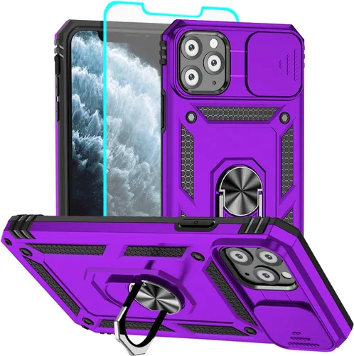 Vista 8 de Funda para iPhone 12/12 Pro, grado militar, anillo a prueba de golpes, verde militar
