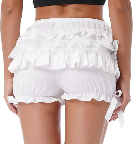 Vista 2 de Shinsto Pantalones cortos de calabaza con volantes en capas para mujer