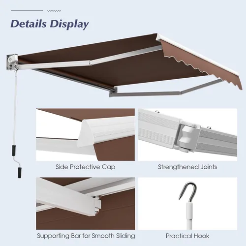 Vista 24 de Giantex Toldo retráctil para patio – Refugio solar de 8 x 6.6 pies con manivela manual fácil, estructura metálica de alta resistencia, toldo Beige
