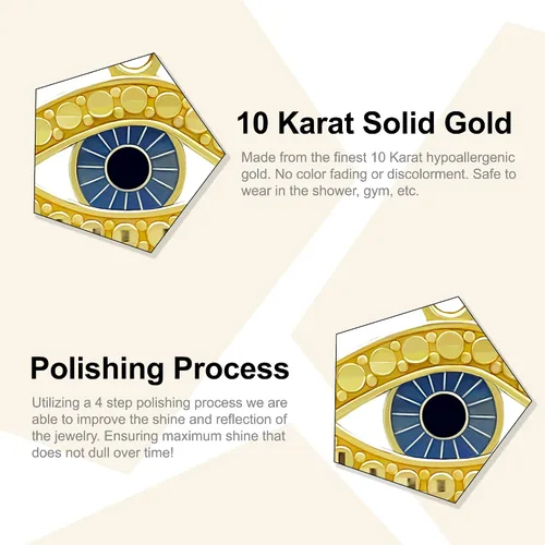 Vista 3 de Charm America - Charm de ojo turco de oro con esmalte - Oro macizo de 10 quilates, Diamante