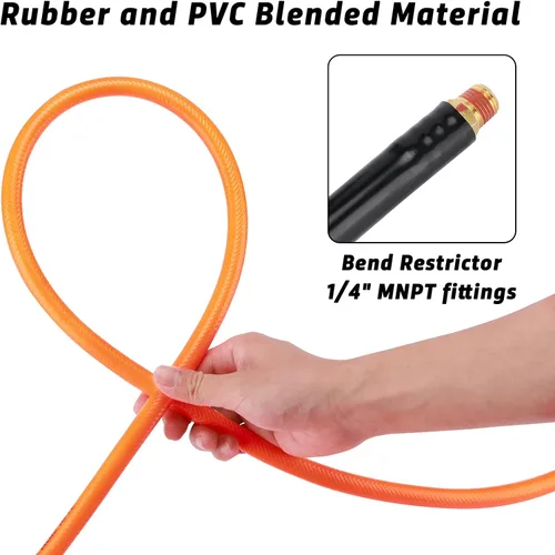 Vista 4 de Kit de accesorios para herramientas neumáticas de 18 piezas con manguera de PVC de 3/8 pulgadas x 25 pies, accesorios de conexión rápida NPT de 1/4