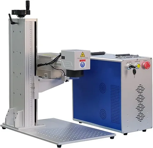 Vista 2 de Máquina de marcado láser láser UV JPT 5W, 220 × 8.661 in con enfriador de agua S & A con D80 eje giratorio clase 1 potencia de salida láser 0,39 mW