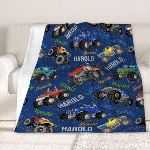 Vista 47 de Manta de bebé con texto en inglés «Just A Boy Who Loves Trucks» para niños y niñas, manta súper suave para envolver al recién nacido, acogedora