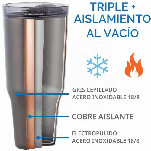 Vista 4 de Cupture Vaso de viaje de acero inoxidable aislado al vacío de 32 oz (gris titanio)