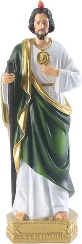 Vista 8 de QIANLING Estatua de San Jude de 12 pulgadas, Estatuas religiosas de San Jude de resina, Estatua religiosa de San Judas Tadeo de regalo