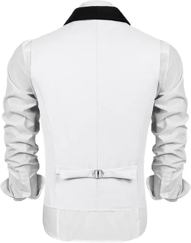 Vista 5 de COOFANDY Chaleco de traje para hombre, ajustado, formal, de negocios, casual, para boda