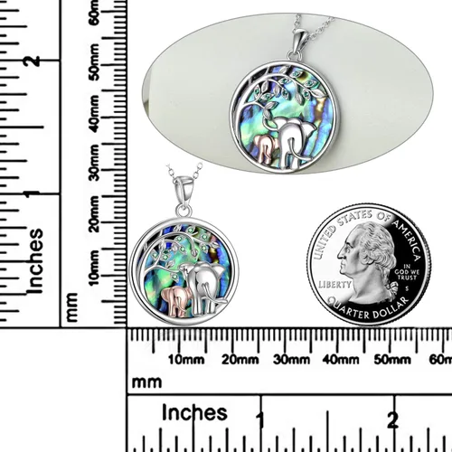 Vista 3 de POPLYKE Collar de elefante para el día de la madre, regalo para mamá de hija de plata de ley para madre e hija, joyería para mujeres, hija y niñas