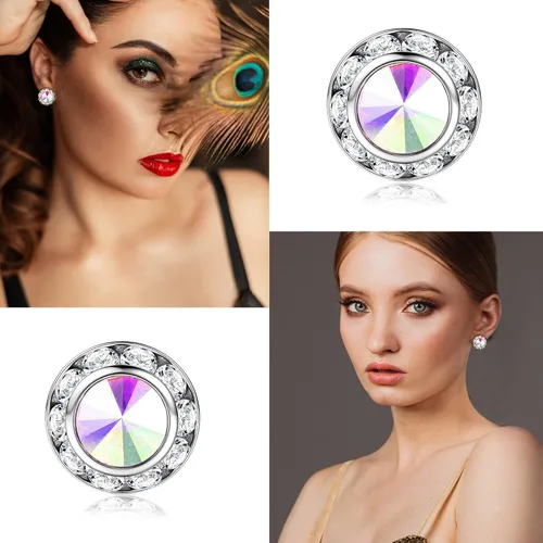 Vista 8 de BESTEEL 8 pares de aretes de competición de baile para mujer, aretes acrílicos con diamantes de imitación de cristal con halo para escenario, ópera