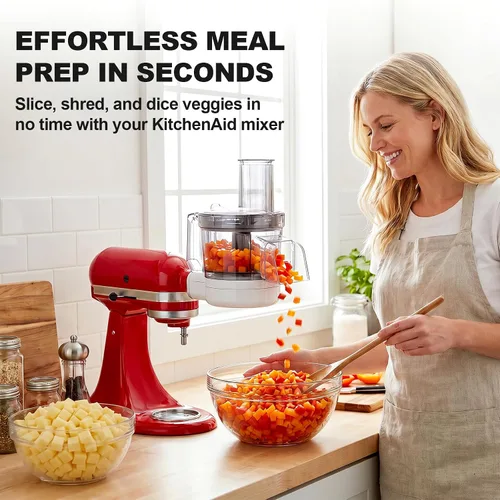 Vista 8 de Procesador de alimentos para KitchenAid, picadora de alimentos vegetales 5 en 1 para KitchenAid, incluye cortar en cubitos, triturar, moler salsa