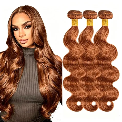 Vista 105 de P4613 Cabello humano rizado onda profunda marrón y paquetes mixtos 8 10 12 P4613 Ombre Marrón-Rubio-DP