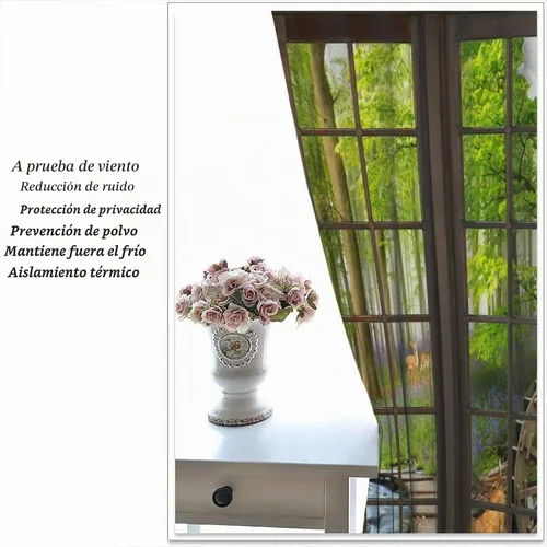 Vista 5 de Cortinas de paisaje, ventana 3D, primavera, bosque, vida silvestre, paisajes de naturaleza, dormitorio, sala de estar, cortinas térmicas opacas de 2