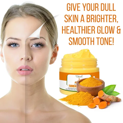 Vista 5 de Crema facial de cúrcuma para rostro y cuerpo – Loción iluminadora de piel de cúrcuma totalmente natural – La cúrcuma limpia la piel, combate