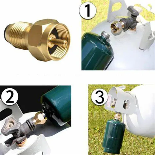 Vista 3 de Adaptador de repuesto de propano para tanques de 1 libra, adaptador de propano llena 1 libra de 20 libras, acoplador de tanque de cilindro de gas LP