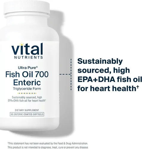 Vista 3 de Vital Nutrients Aceite de pescado Ultra Pure 700 con recubrimiento entérico, corazón, cerebro, salud inmunológica* - Ácido graso omega-3 de alto