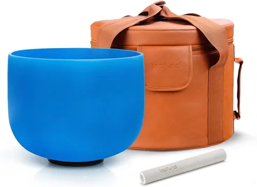 Vista 16 de Topfund Cuenco tibetano de cristal, azul, de 440 Hz, con funda de transporte resistente y mazos, nota G, 10 pulgadas, para chakra garganta