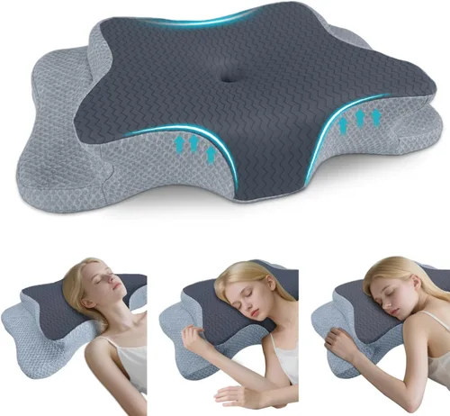 Vista 20 de CHxxy Memory Foam Pillows, Cervical Pillow for Neck and Shoulder Pain Relief, Ergonomic Contour Bed Pillow, Soft for Side Sleep Stomach Sleeping and