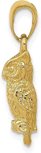 Vista 2 de Collar con colgante de búho 3D de oro amarillo de 14 quilates, joyería fina para mujer, regalos para ella