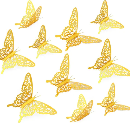 Vista 11 de AIEX 24 calcomanías de pared de mariposa 3D, adornos de mariposa 3D, calcomanías vívidas extraíbles con 3 tamaños diferentes para decoración