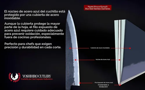 Vista 2 de Yoshihiro Hayate ZDP189 - Cuchillo multiusos Santoku de acero inoxidable de alto carbono, mango octogonal de madera de ébano con anillo de plata