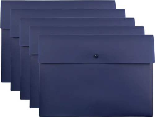 Vista 11 de VANRA 5 piezas de carpetas para sobres A4 de plástico para papelería, con cierre de botón de presión, tamaño carta A4 (negro)