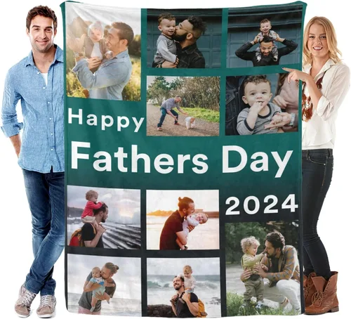 Vista 10 de Manta personalizada para el día del padre con foto, regalos personalizados para papá, papá, abuelo, papá, cumpleaños, Navidad