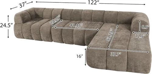 Vista 2 de Christopher Knight Home Mania Sofá Modular en Forma de L de 122" con Chaise Lounge, Juego de Sofá Seccional Moderno para Sala de Estar, Sofá Nube