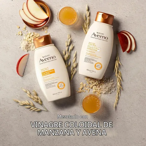 Vista 5 de Champú aclarante de vinagre de sidra de manzana Aveeno, mejora el brillo, 12 fl oz