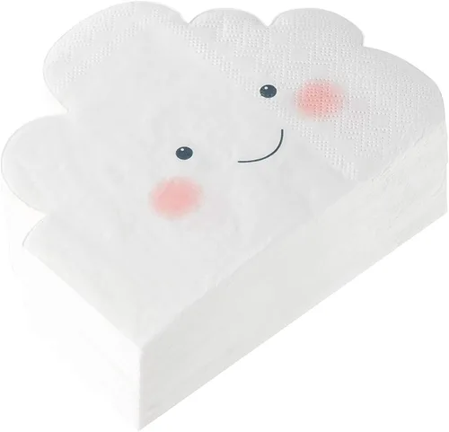 Vista 6 de Servilletas de papel con forma de nube blanca para baby shower (6.3 x 5.1 pulgadas, 50 unidades)