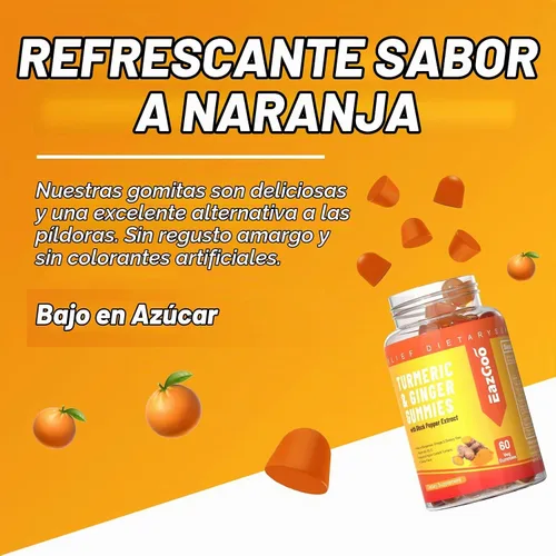 Vista 6 de Gomitas de curcumina de cúrcuma de 500 mg para adultos, sabor