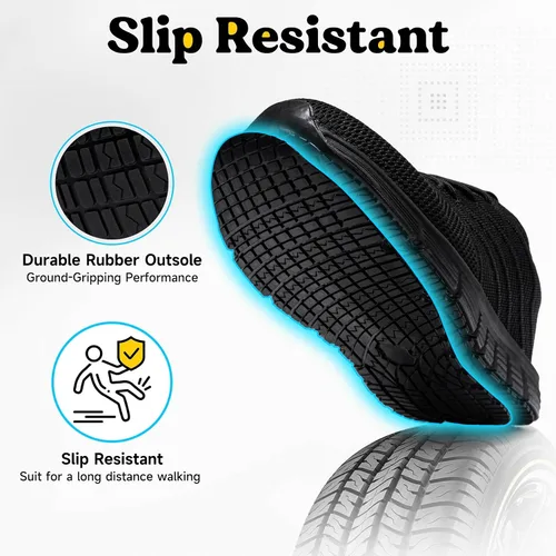 Vista 3 de Zapatos de trabajo antideslizantes para hombre, zapatos de trabajo antideslizantes negros, zapatos de trabajo resistentes al agua, zapatos