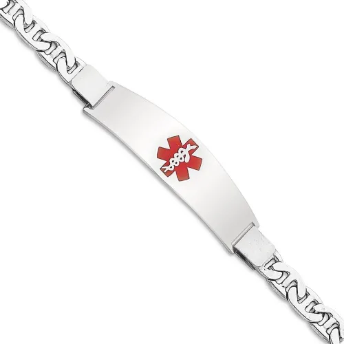 Vista 9 de 925 Sterling Silver Medical Alert Id Nautical Anchor Ship Wheel Mariners Link Bracelet 7 Inch Fine Jewelry For Women Gifts For Her