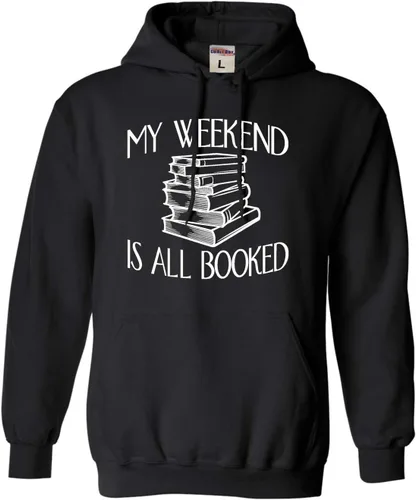 Vista 3 de Go All Out My Weekend Is All Booked Funny Book Reading Lover - Sudadera con capucha para hombre y mujer Negro
