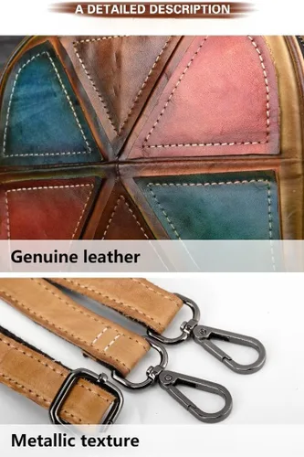 Vista 6 de Bolso de hombro pequeño de cuero genuino para mujer - Bolso vintage