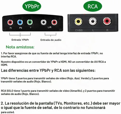 Vista 6 de Convertidor YPbPr a HDMI, Convertidor de Componente a HDMI, RGB a HDMI Soporta Video Audio Convertidor Adaptador HDMI V1.4 para DVD PSP Xbox 360 PS2
