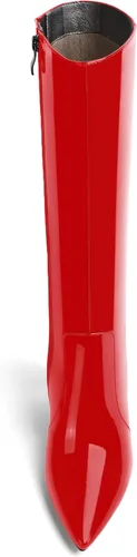 Vista 59 de AMBELIGHT Botas altas hasta la rodilla con cremallera y puntera puntiaguda para mujer, de patente sólida, tacón alto, 3.3 pulgadas