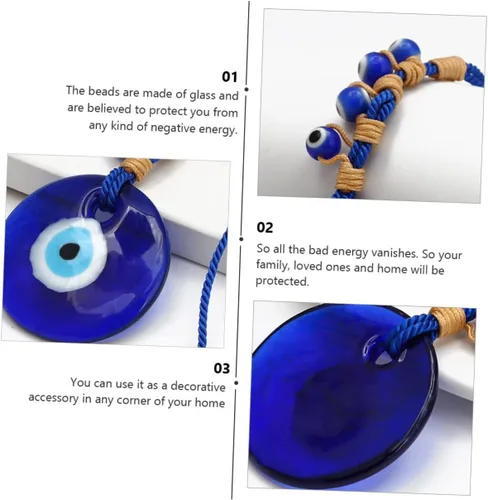 Vista 5 de 2pcs Devil's Eye Pendant Blue Beads Lucky Key Chain Evil Eye Key Holer House Decorations for Home Turkish Amulet Rear View Mirror Hanging Blue