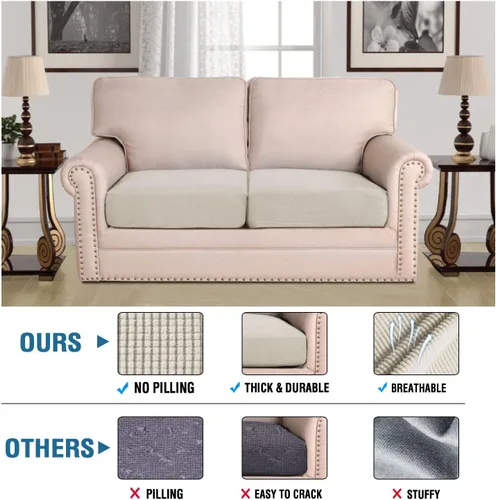 Vista 111 de H.VERSAILTEX - Fundas elásticas para cojín de sofá individual, fundas de asiento para silla de sofá, protector de cojín con tejido jacquard de sarga