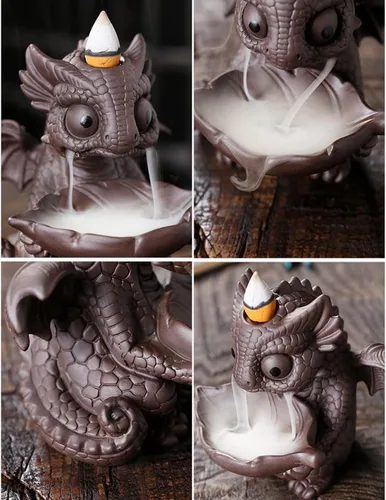 Vista 5 de Creative Dinosaur Backflow Incienso Burner Humo Cascada Zen Room Incienso Joss Aromaterapia Incienso Titular