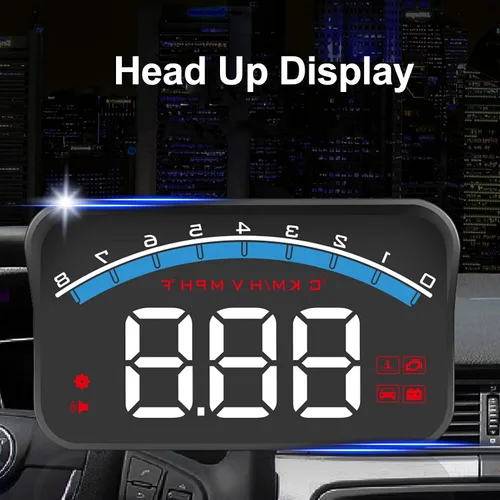 Vista 3 de Pantalla frontal para automóvil, pantalla frontal HUD OBD2 de 3.5 pulgadas, velocímetro digital para parabrisas de pantalla Hud de automóvil