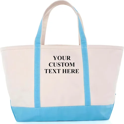 Vista 21 de CB STATION Bolso grande clásico – Bolsa de lona para mujer – Diseño multicolor, perfecta para viajes y compras En blanco: azul bebé