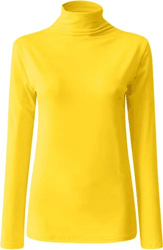 Vista 4 de Camisas de manga larga con cuello de tortuga para mujer, color sólido, túnicas básicas y cómodas, blusas de ocio