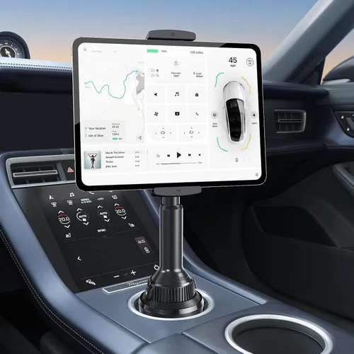 Vista 8 de APPS2Car Soporte para Tablet para Coche, Soporte para Tablet para Portavasos para Camión, Altura Ajustable Compatible con iPad Pro Air Mini
