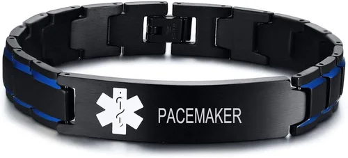 Vista 14 de VNOX Pulsera ajustable de acero inoxidable cepillado de 2 tonos con grabado personalizado gratis, identificación de alerta médica, unisex