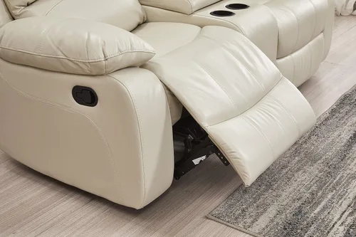 Vista 8 de Betsy Furniture Sofá reclinable de piel sintética con consola 8018, varios colores (beige, sofá biplaza)