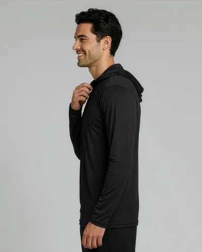 Vista 5 de Paquete de 3 Sudadera con capucha deportiva para hombre de ajuste seco con absorción de humedad y manga larga