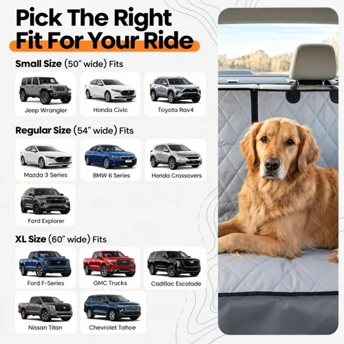 Vista 6 de 4Knines Funda de asiento trasero para perro para asientos plegables Diseño dividido resistente que se adapta a asientos plegables 60/40 y 50/50. Sin